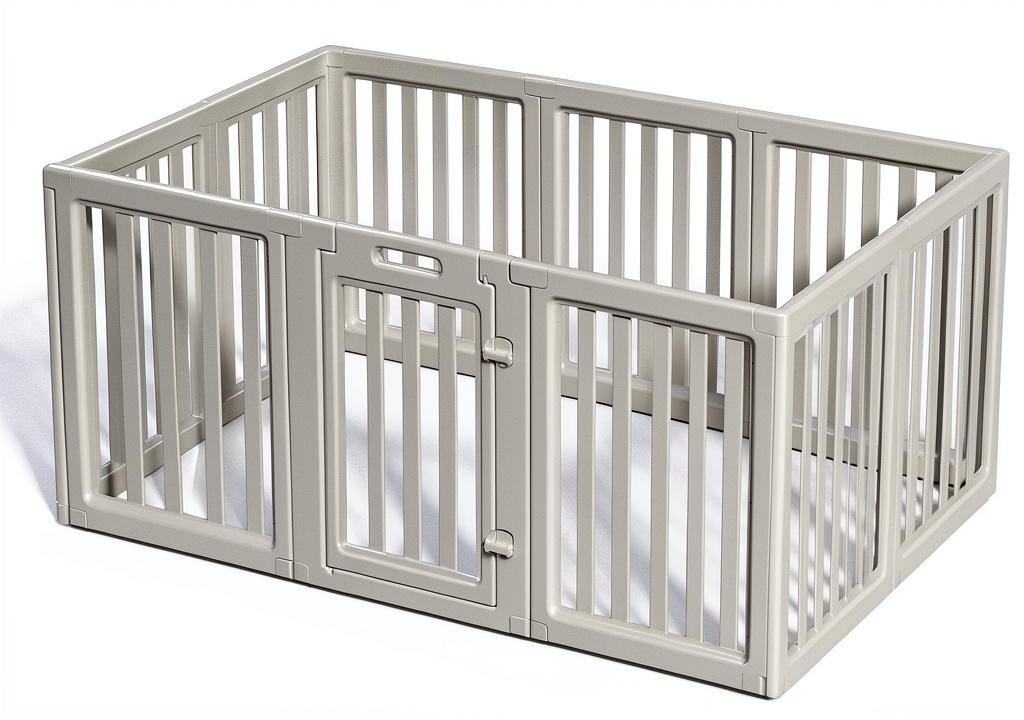 GGLL pet playpen set up in a living room with a dog inside