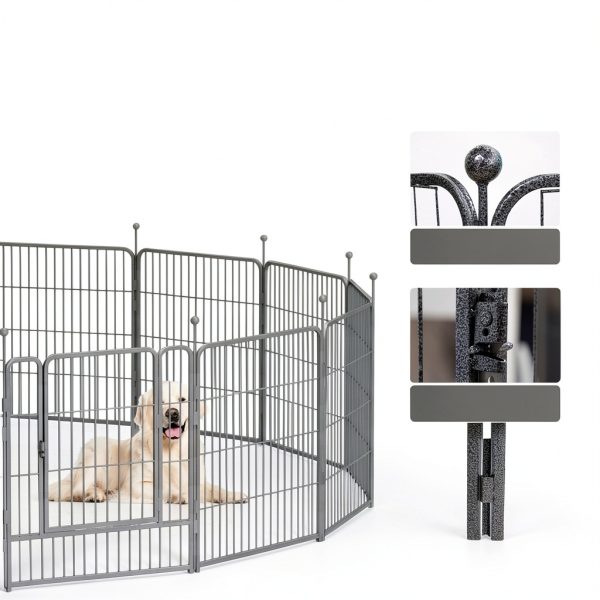 GDKASRNY Dog Playpen Silver 40 Inch 8 Panels-3