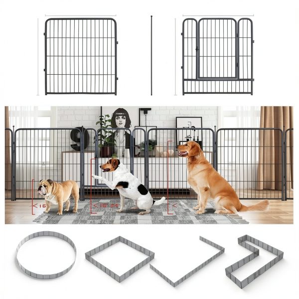GDKASRNY Dog Playpens 40 Inch Silver-4